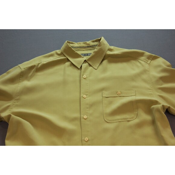 REI Button Up Short Sleeve Gree Rayon Shirt Relaxed Fit Soft Sz XL - Picture 2 of 10